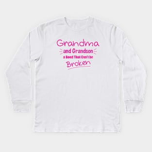 Grandma and Grandson a Bond That Can't be Broken Kids Long Sleeve T-Shirt